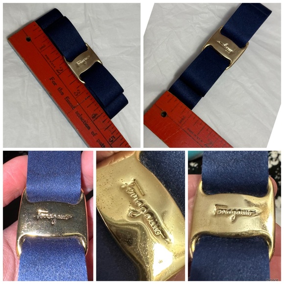 AUTHENTIC Ferragamo VINTAGE Vara Blue Bow Hair Clip Barrette main image 2
